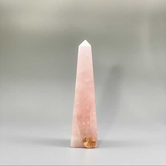 Rose Quartz Obelisk, Crystal Point - 6.2” H - Picture 3 of 8